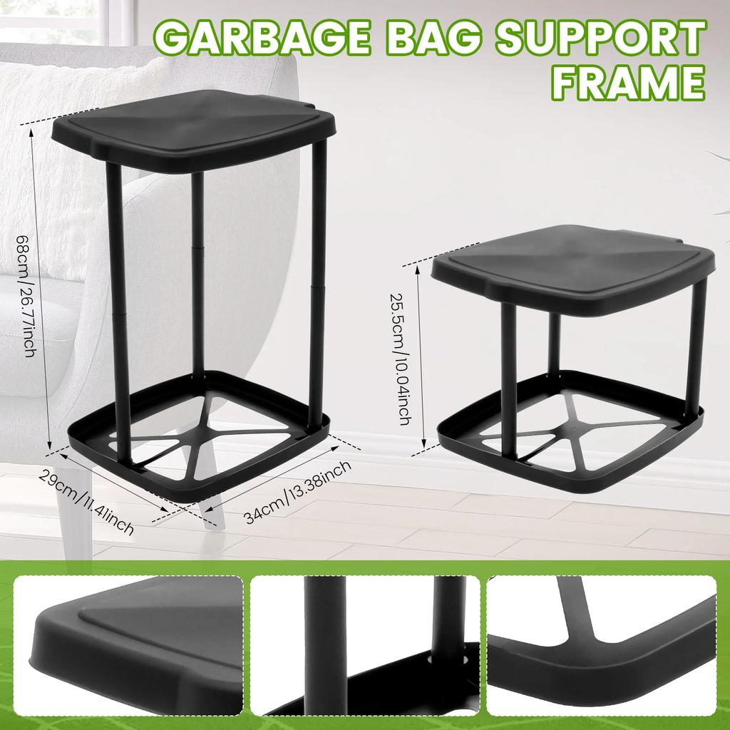 Portable Trash Can Holder Adjustable Height Camping Trash Can with Hinged Lid for Home Kitchen Party Camping Outdoor Use