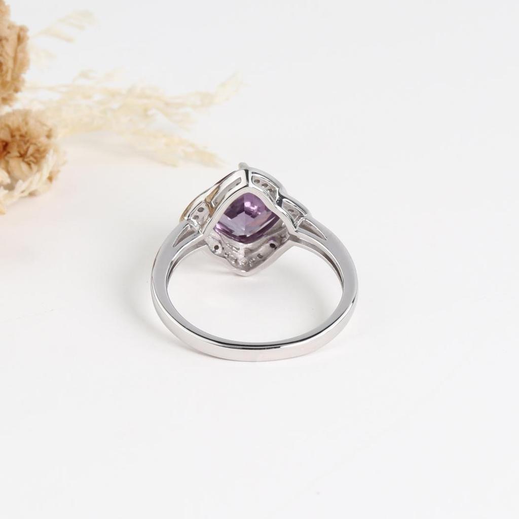 Inel din argint sterling 925, creat pătrat 8,0 mm, schimbare de culoare Alexander nano bijuterii fine pentru cadou de aniversare/zi de naștere pentru femei