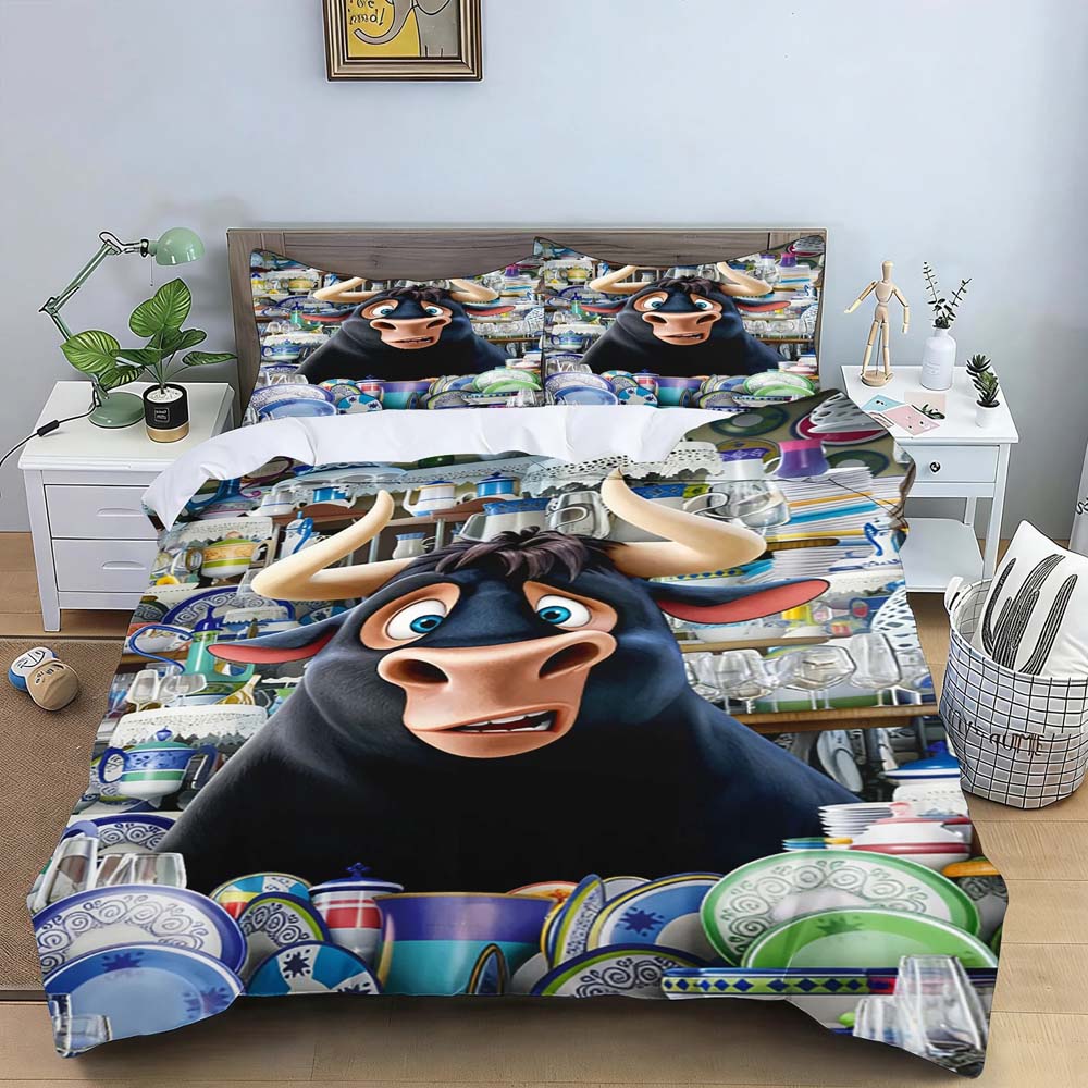 Set Biancheria da Letto Cartone Animato Ferdinand Copripiumino Copriletto con Federa Singolo Matrimoniale Queen King Size Ragazzi Adulti Tessile per la Casa