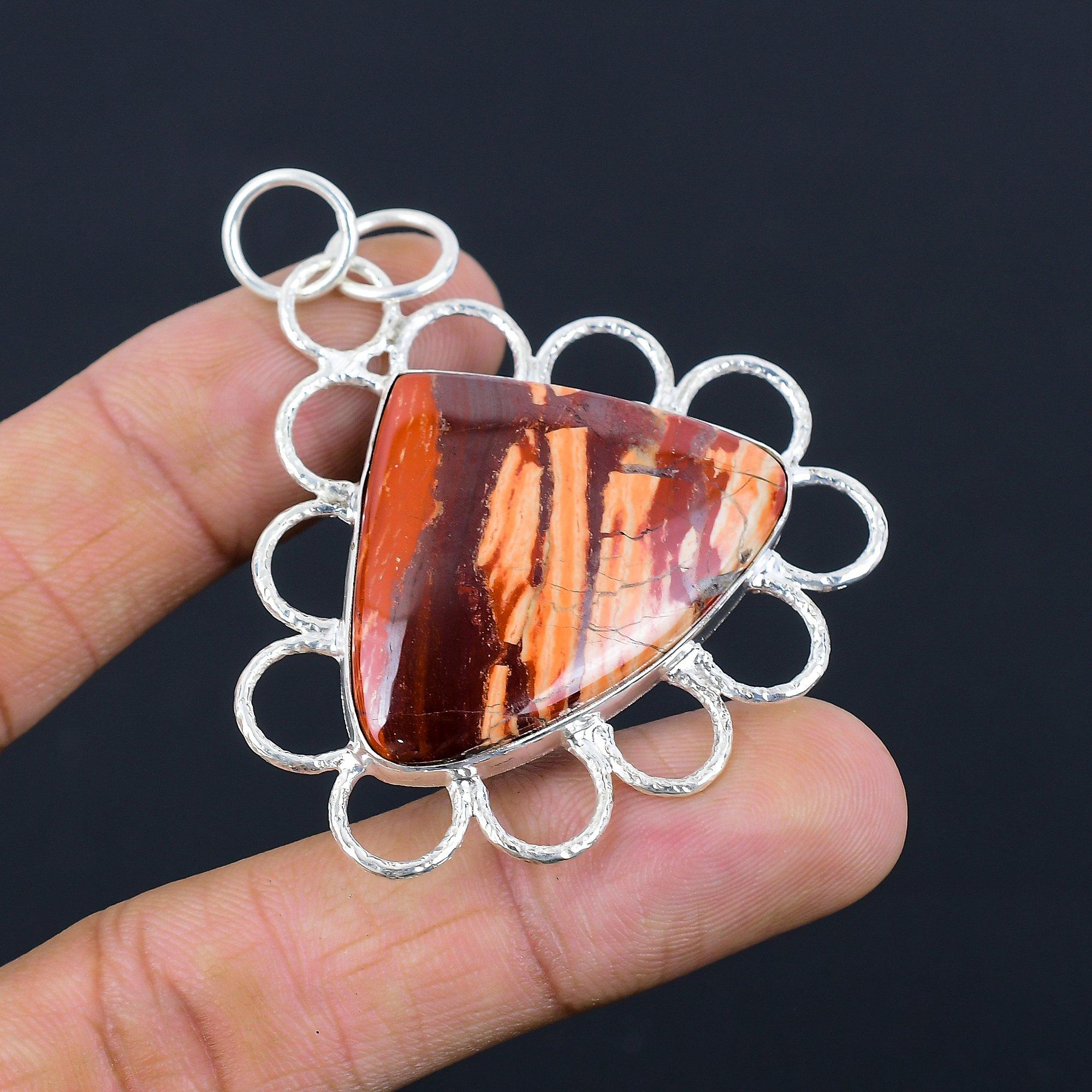 Friendship Day Deal Red Snakeskin Jasper Gemstone New Pendant Jewelry 925 Silver