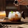 200ml Stripe Heat-resistant High Boron Silicon Glass Coffee Mug With Wooden Handle Ice American Latte Cup Breakfast Milk Tea Cup