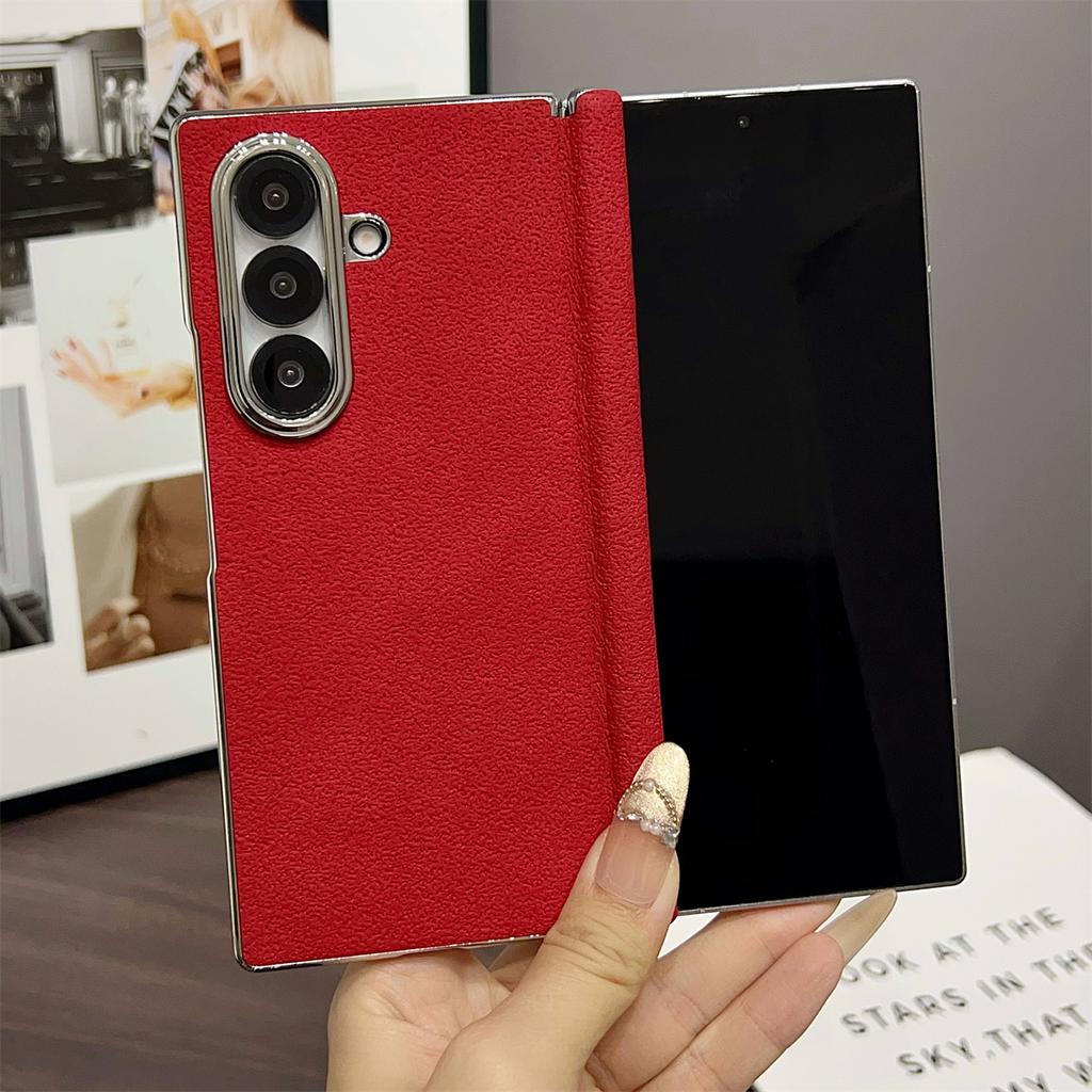 Retro Matte Leather Magnetic with Hinge Plating Phone Case for Samsung Galaxy Z Fold 7 6 5 4 for Magsafe Wireless Charging Cover