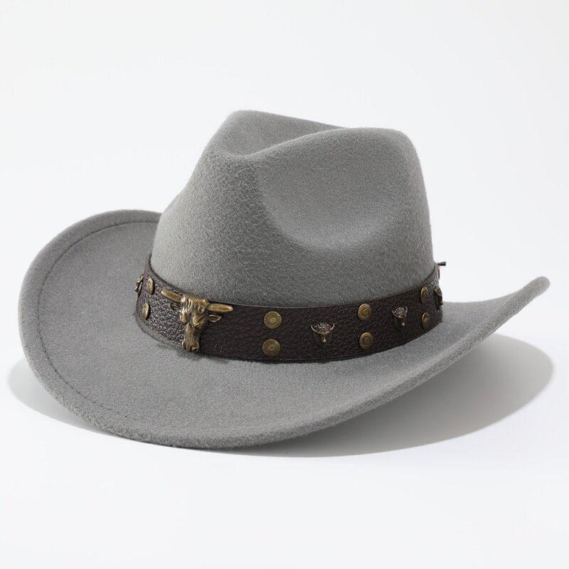 Overseas upturned top hat Western cowboy hat Tibetan felt hat Cow head grassland plateau ethnic style outdoor hat men