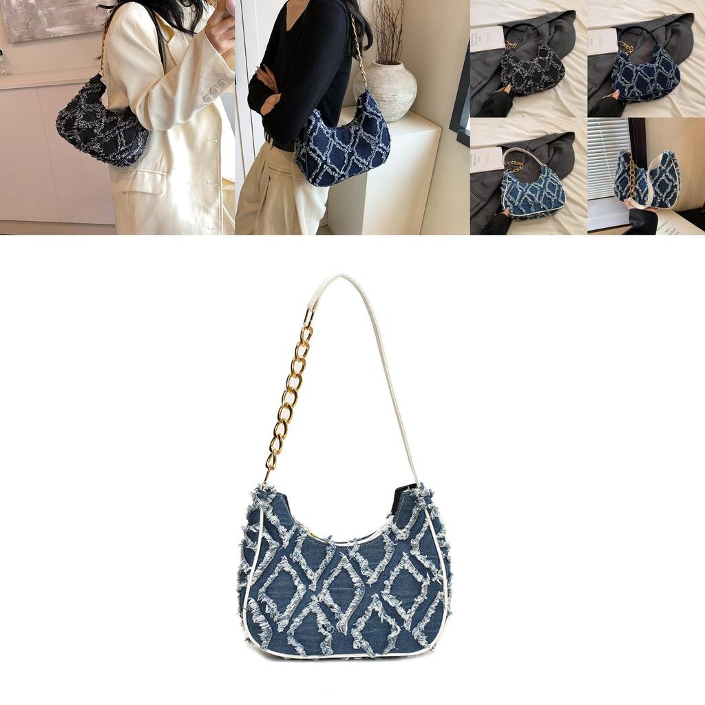 Chic 2024 Summer Small Square Bag With Zipper Closure Retro Style In Deep Blue