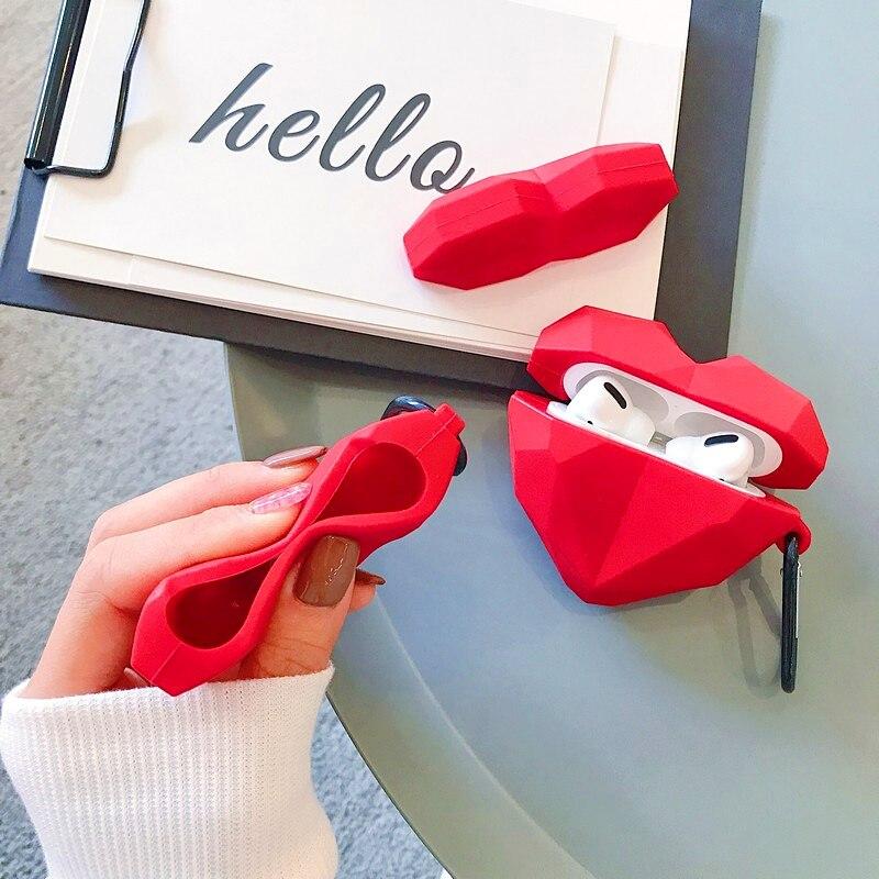 Cute 3D Love Heart Shaped Earphone Case, for Airpods Pro Cases, Protective Cover, for Apple Air Pods 1 2 3, Earbud Silicone, With Hook