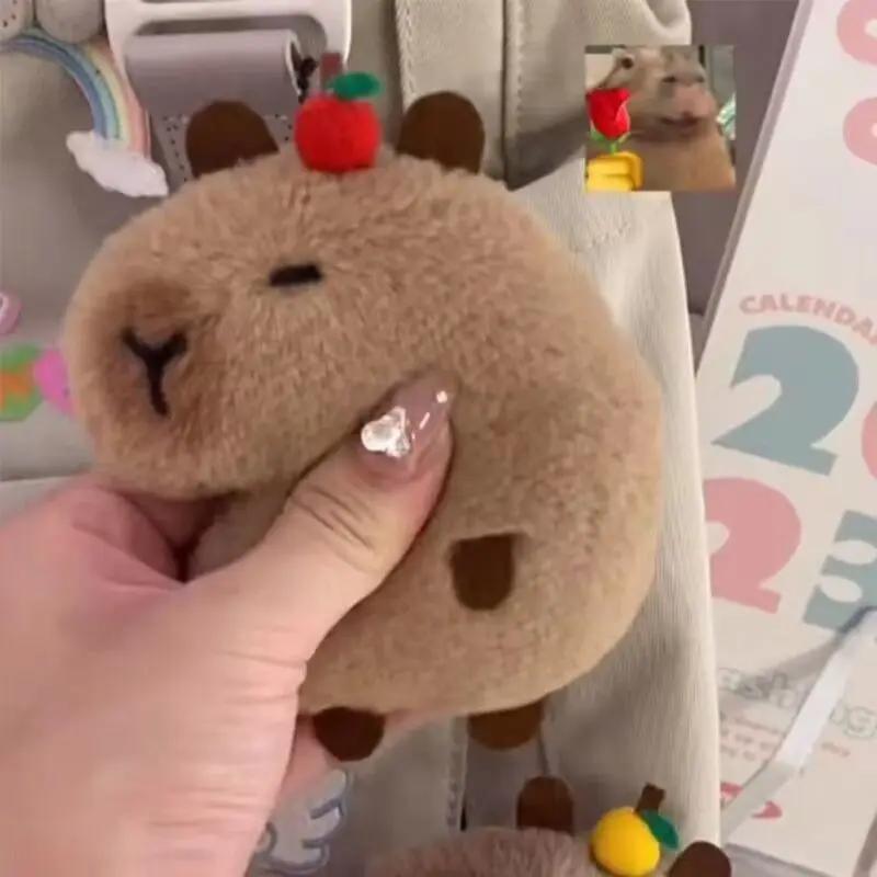1-10PCS Squeaky Capybara Plush Keychain Cute Animal Toy Capybara Creative Bag Charm Keyring for Backpacks and Purses