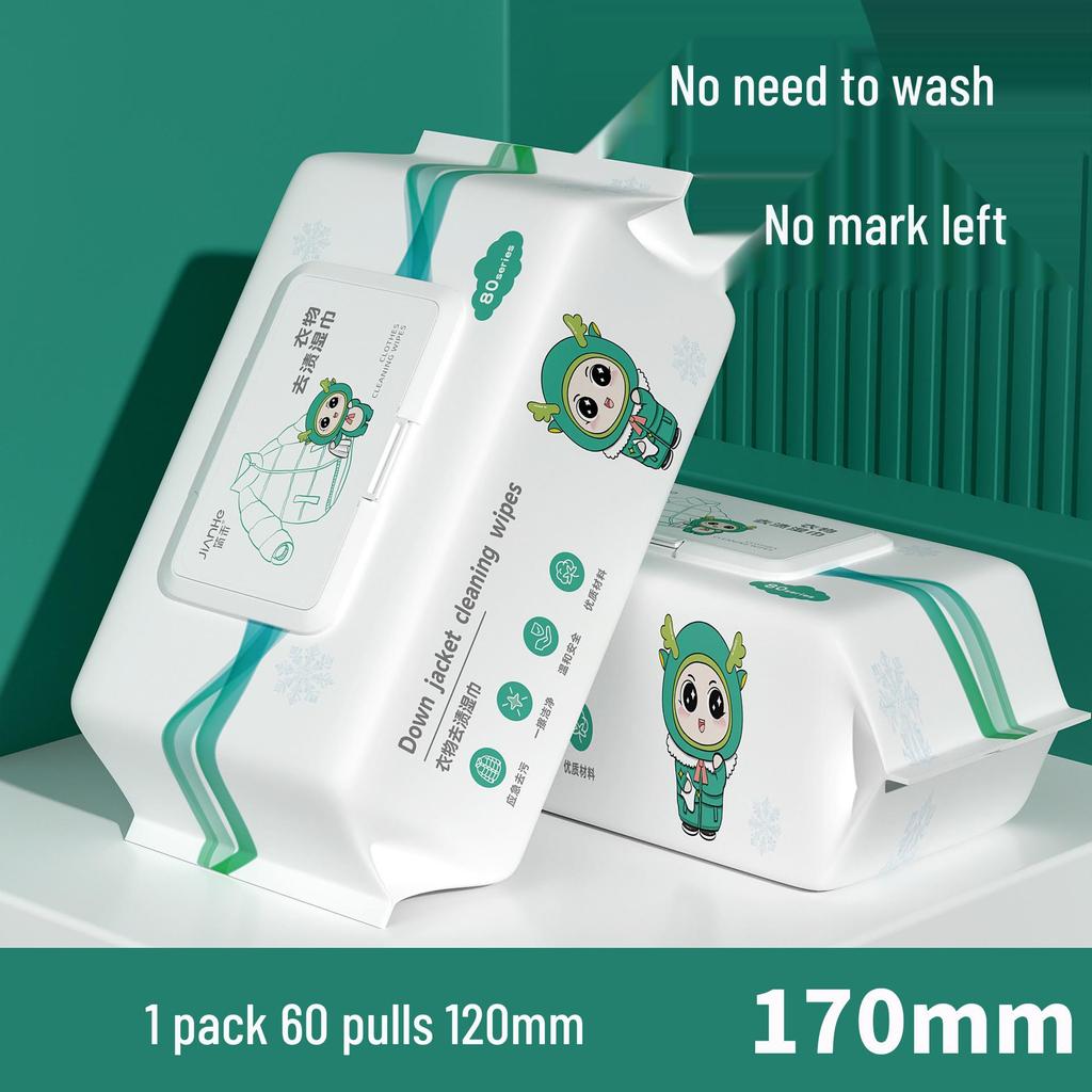 Disposable Wet Wipes for Cleaning Down Jackets - Portable, Water-Free, Degreasing, and Individually Packaged.