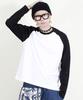 Deumakeu Raglan Color Block Solid Long Sleeve T-Shirt Black & White