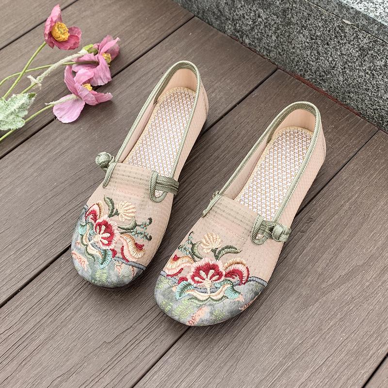 Fashion Summer Tennis Shoes New Women's Casual Breathable Sling Embroidered Lefu Shoes Fashion Hollow Cloth Shoes