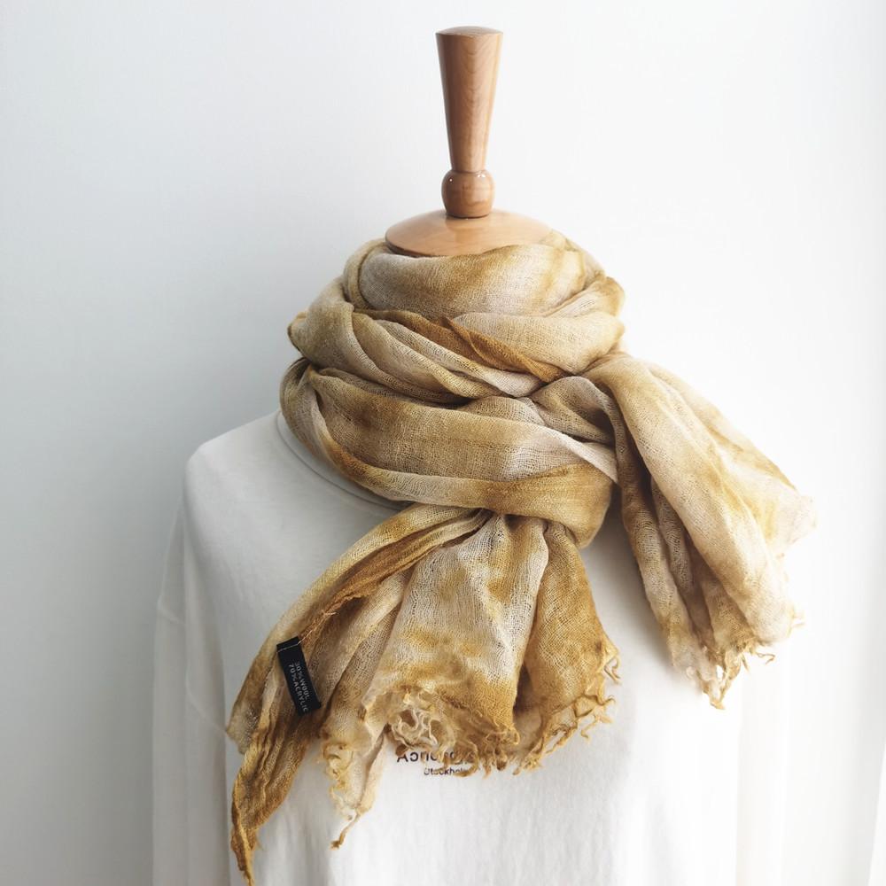 Handmade tie dyed wool scarf  retro artistic thin acrylic scarf sun protection and sunshade shawls 100*200cm
