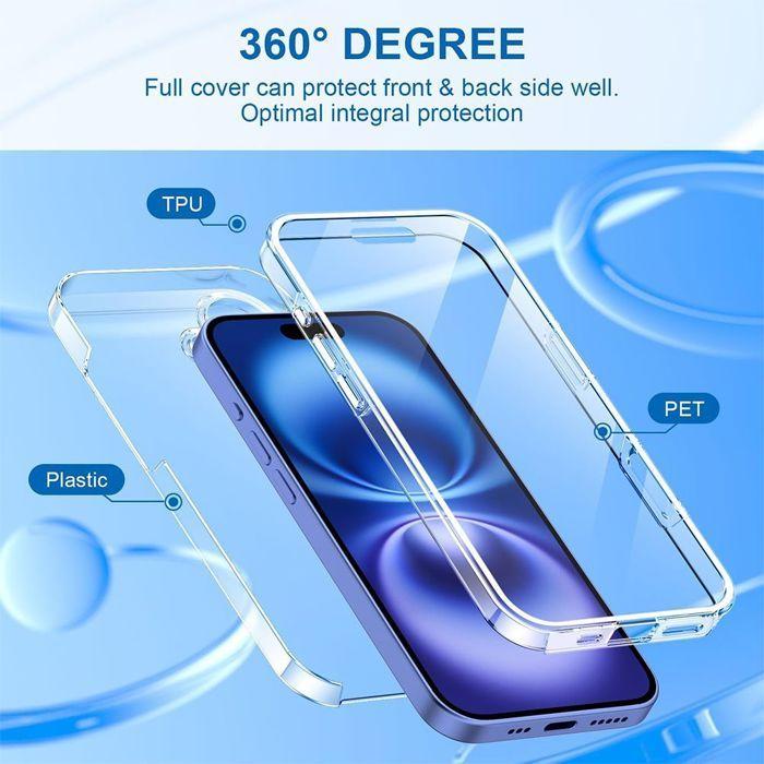Protective Case for iPhone 17 - BOOLING - Full Transparent - Soft Silicone - Hard PC - Shockproof