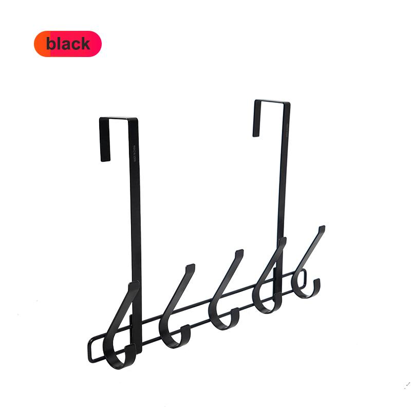 Home No Installation Metal 5 Hook Door Hanging Hooks for Bedrooms & Bathrooms Towels Clothes Hats Organizer Wallet Storage Shelf