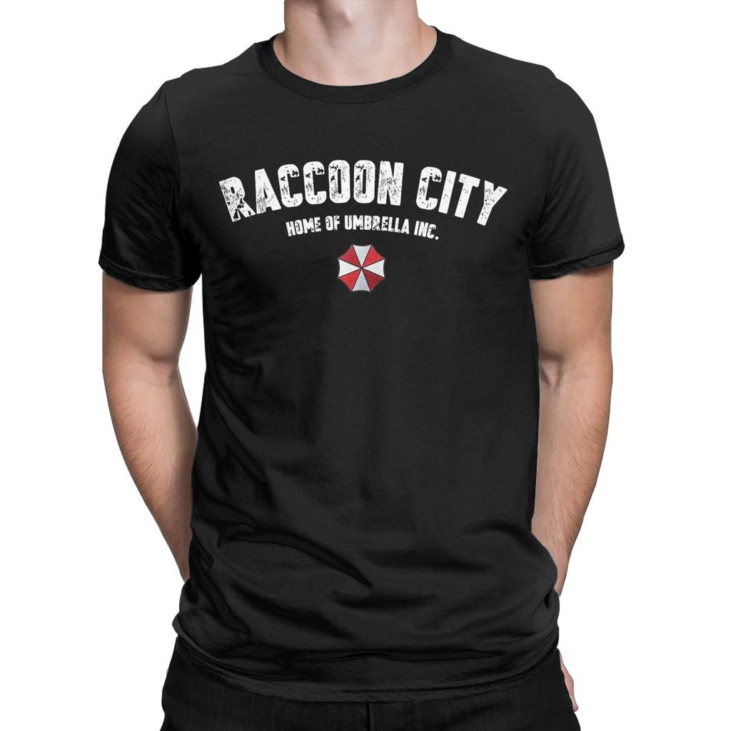 Funny Raccoon City Home Of Umbrella Residents Evils T-Shirts Men 100% Cotton T Shirts Short Sleeve Tees Birthday Gift Clothes