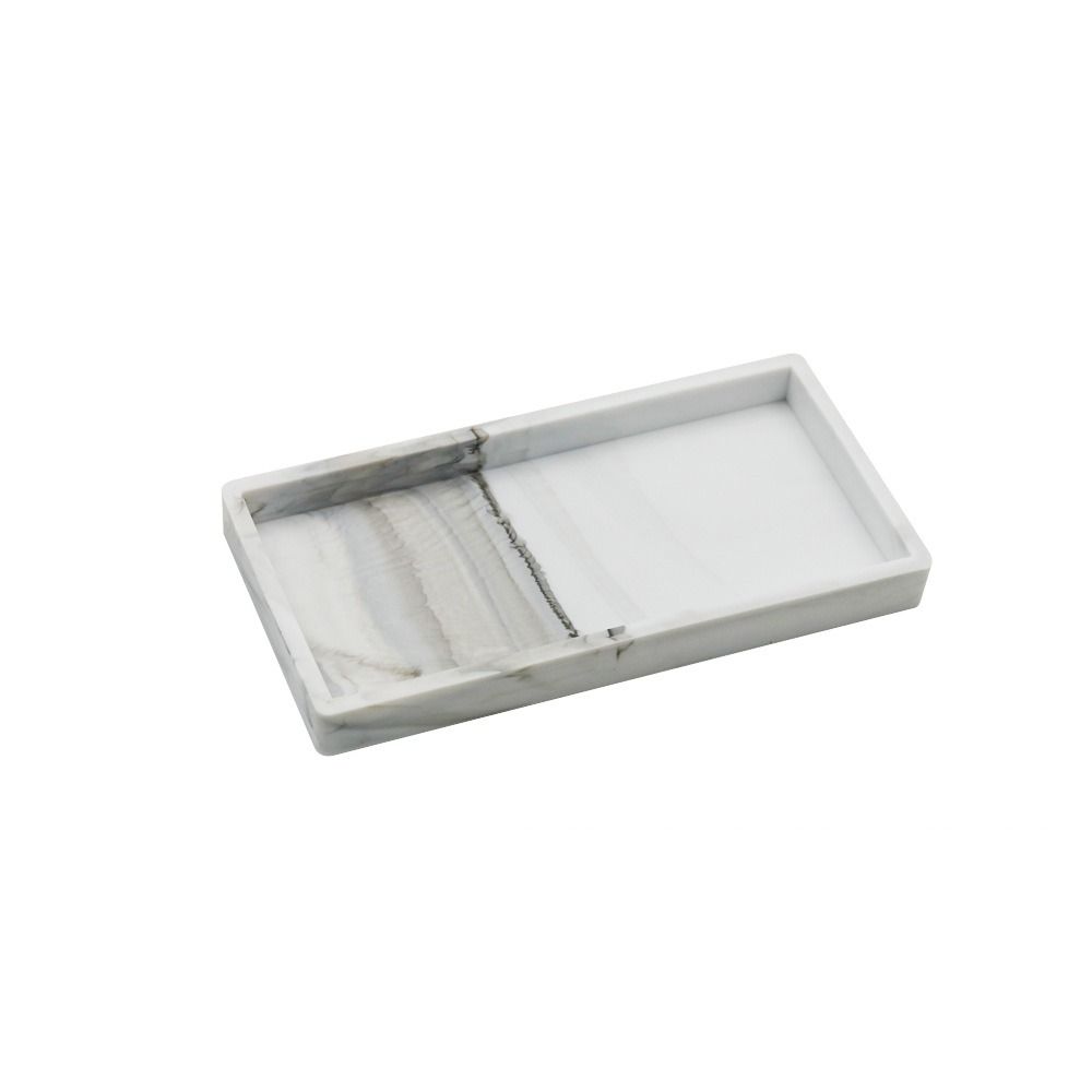 

Гибкий поднос для ванной прямоугольный/овальный поднос-вале для столешницы поднос для туалетного столика в ванной дом 20x10cm-Marbled Rectangular