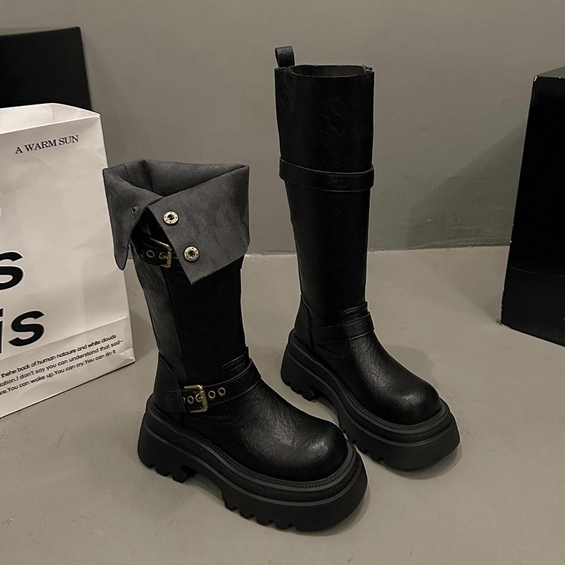 2025 autumn and winter new women's boots fashion casual knight boots retro heightening Internet celebrity boots European popular boots