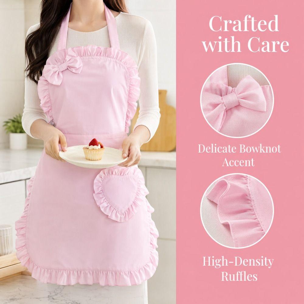 Waterproof Ruffle Apron with Pockets Nail Salon Apron Household Apron Sweet Heart Apron  Cleaning