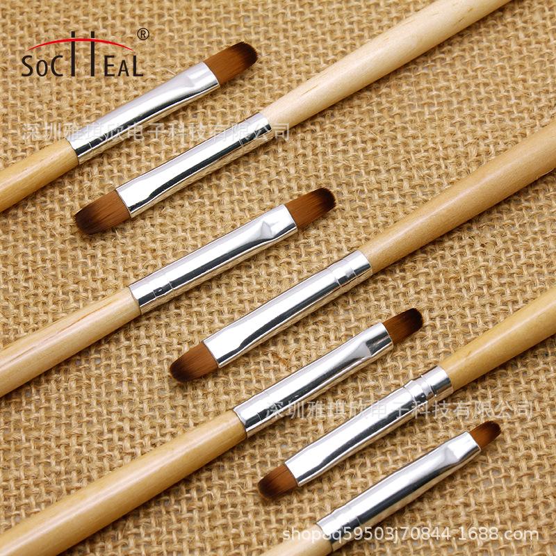 Dřevěná rukojeť Stříbrná tuba Štětec na nehtové umění pro fototerapii