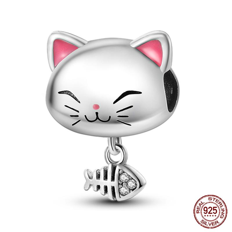 Copper Pink Collection Heart Shape Charm Beads For Brand Original Bracelet Diy Jewelry Gift