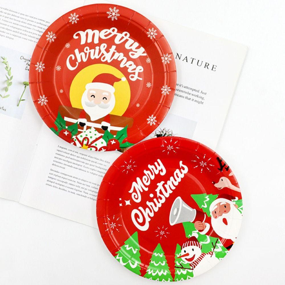 Environmental Christmas Paper Plates Disposable Christmas Paper Cups Christmas Tableware Set  Home