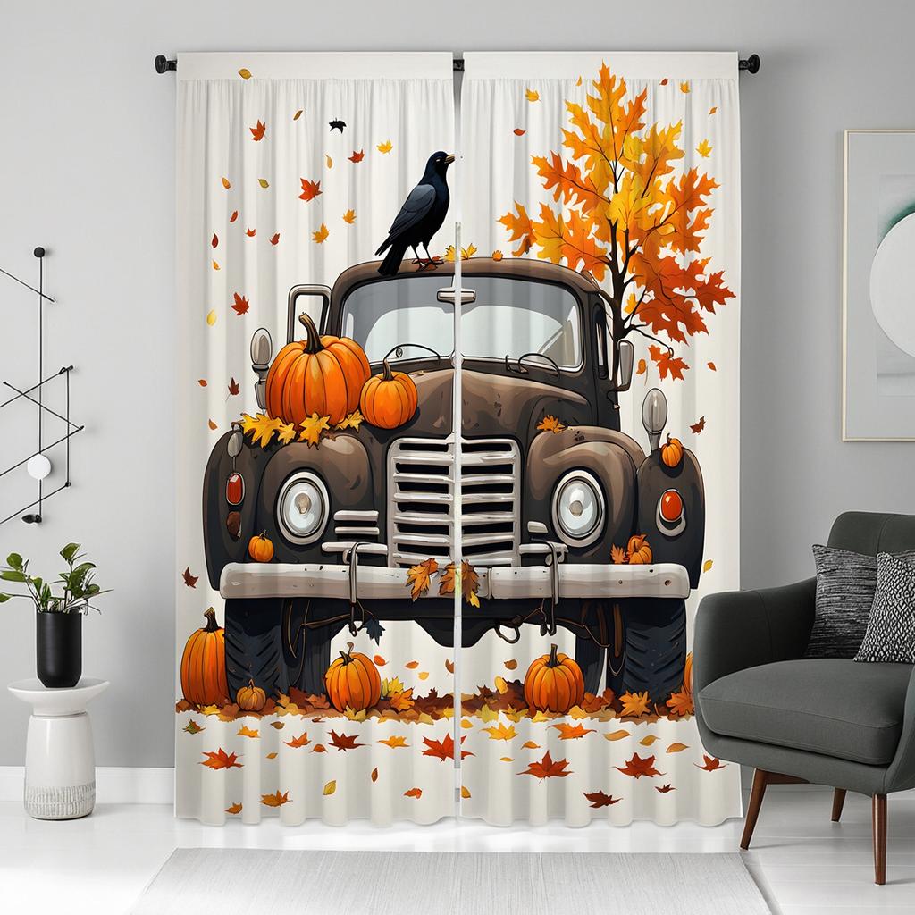 Set Of 2 Hd Digital American Small Yellow Flower Print Curtains Home Decorating Style Living Room Bedroom Rodding Cur Curtain For Area Made Polyester