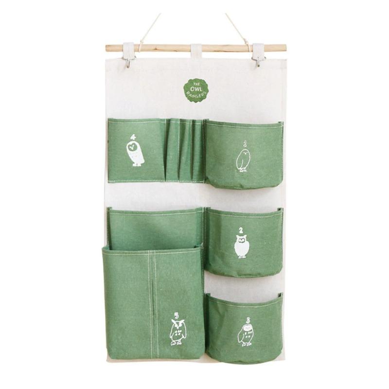 Fabric Waterproof Cotton and Linen Storage Hanging Bag Creative Hanging Multi-layer Dustproof Storage Bag Home Door StorageBags