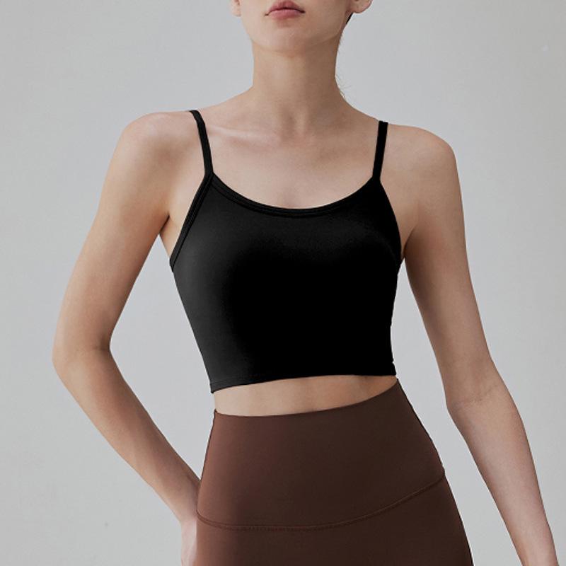 Criss-Cross Back Women's Sports Bra with Chest Pads - Yoga Vest & Fitness Camisole