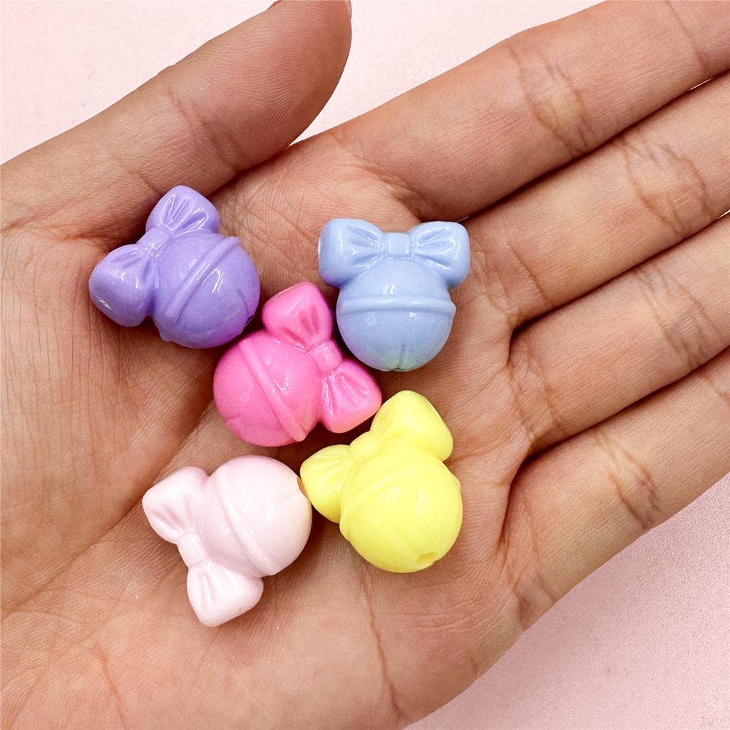 Creative Necklace 5pcs Creative Accessories DIY Bow Bell Beads Mobile Phone Chain Acrylic Bracelet 19.3*18.9mm Christmas Gift
