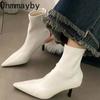 Pointed Toe Women Slim Ankle Boots Fashion Back Zippers Shoes Autumn Winter Thin High Heel Women's Morder Short Booties