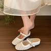 Sommer Überzehen-Web Damen Hausschuhe Elegant Bequem Slipper Slingback Mules Pantoletten Schuhe