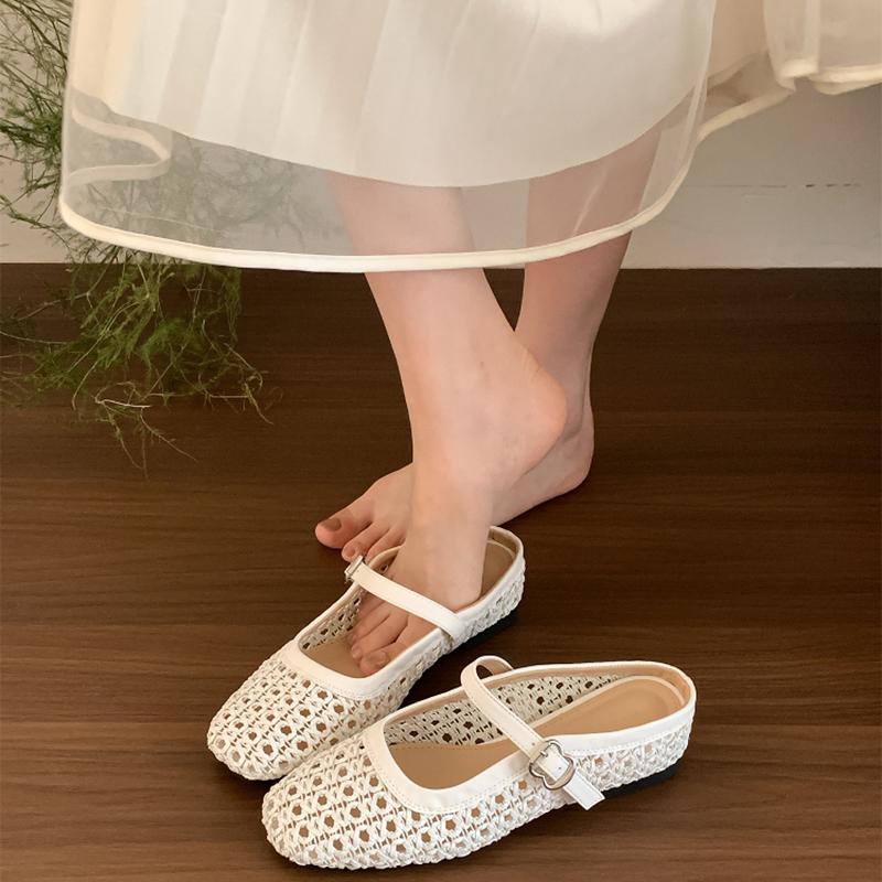 Sommer Überzehen-Web Damen Hausschuhe Elegant Bequem Slipper Slingback Mules Pantoletten Schuhe