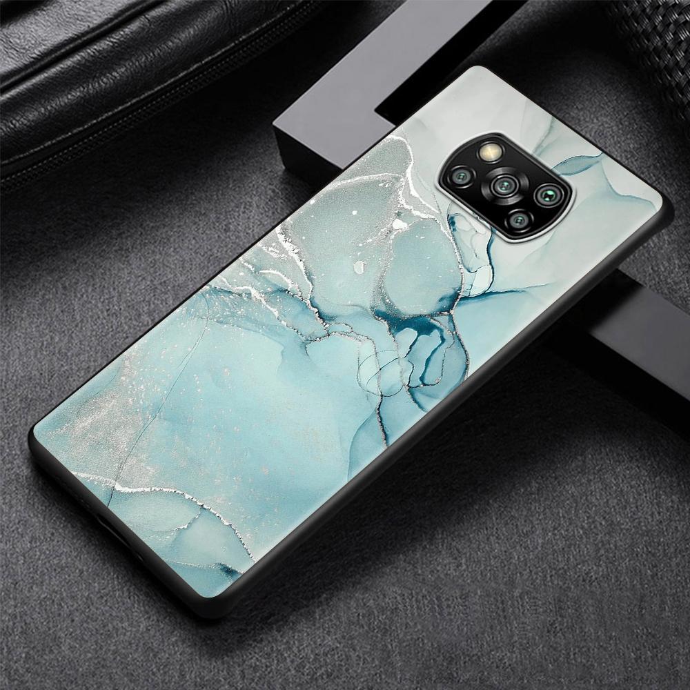 Granite Marble Luxury Case for Xiaomi Poco X3 NFC M3 M4 Pocophone F1 F3 Redmi Note 9s 9 8 10 Pro Black Soft Phone Cover Coque