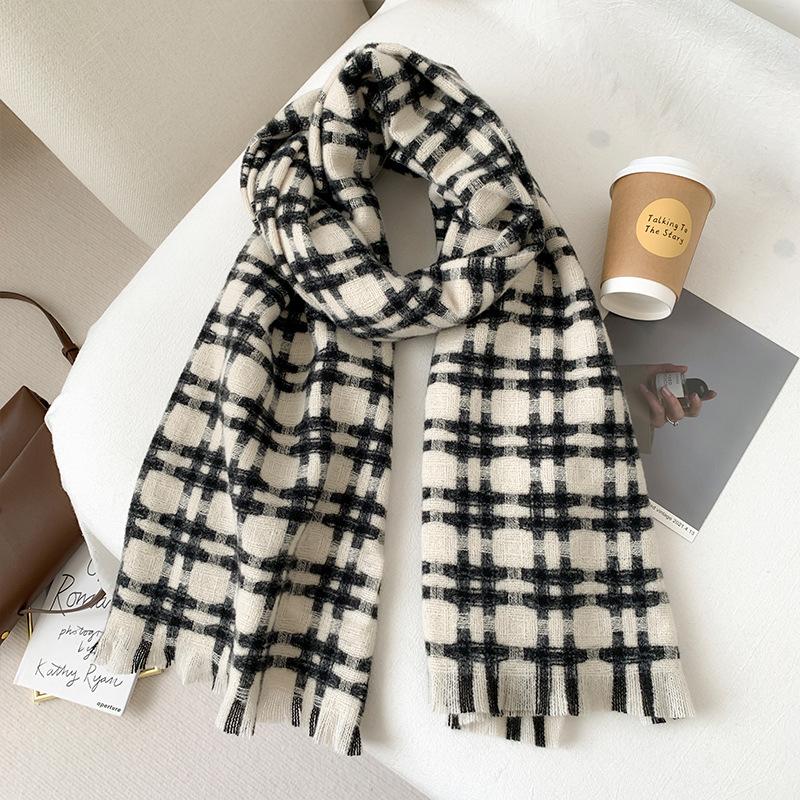 New Imitation Cashmere Women Scarf Winter Ladies Vintage Plaid Warm Scarve Pashmina Mujer Female Foulard Bufanda Wrap Shawl Men