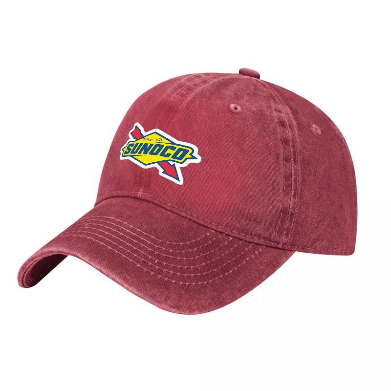 SUNOCO Logo Washed Canvas Baseball Cap Classic Black Adjustable Fit Unisex Hat with Embroidered Brand Design for Everyday Wear