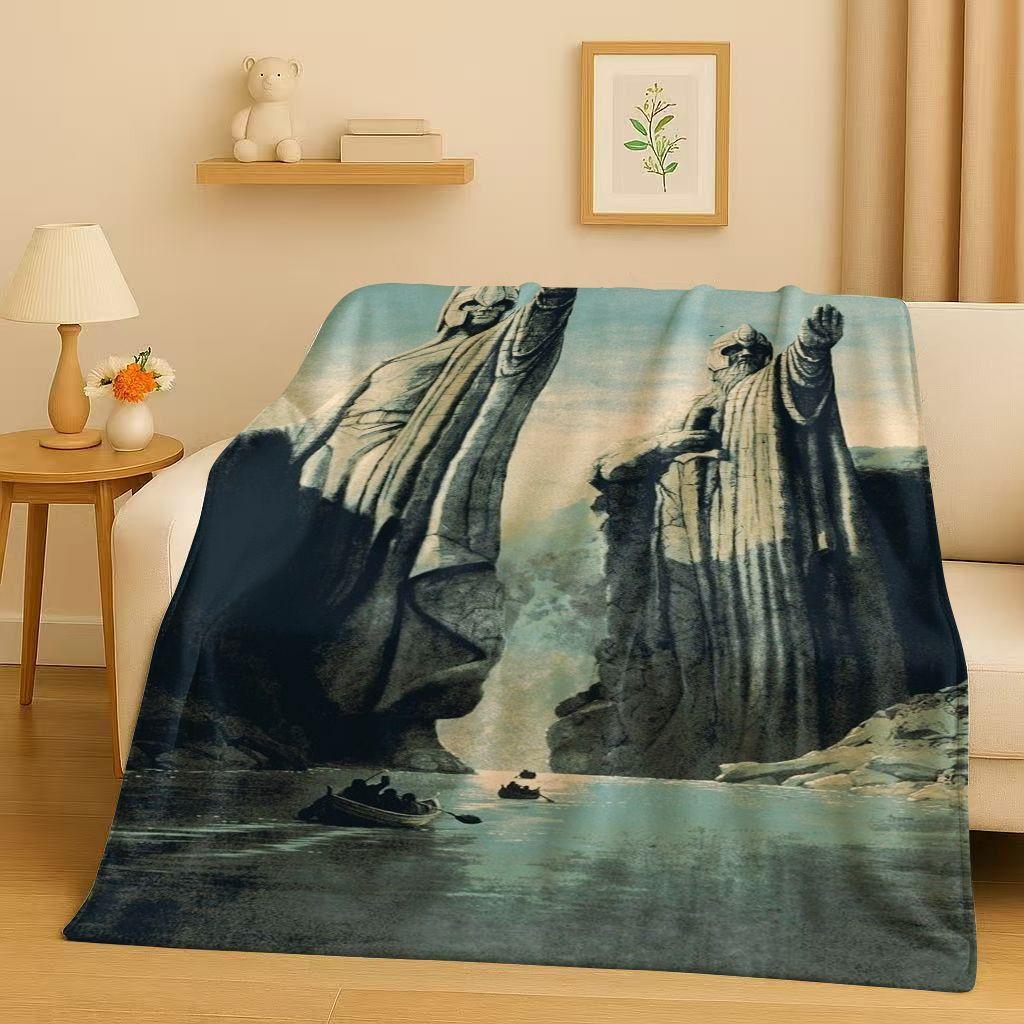 

Classic L-Lord of The Rings H-Hobbit Gandalf Legolas Flannel Blanket,Ultra Soft Warm Plush Throw for Home Bedroom Bed Sofa Cover 75x90cm