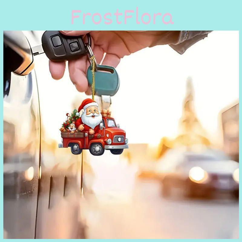 Christmas Santa Drive Car Pendant With Acrylic Material For Car Interior Decoration And Gift Idea
