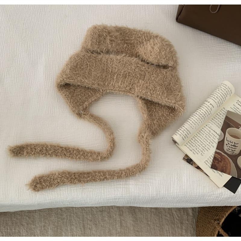 Plush Bear Hat Women's Winter Thickened Warm Knitted Hat Ear Protection Warm Wool Hat Windproof Cycling Lei Feng Hat
