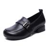 Deep mouth small leather shoes round head thick heel soft sole single shoes first layer cowhide versatile women's shoes