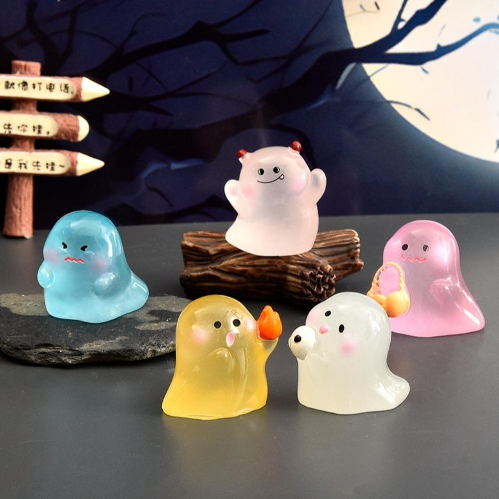 10Pcs Light in The Dark Ghost Figurines Miniatures Resin Crafts Ghost Statue Aquarium
