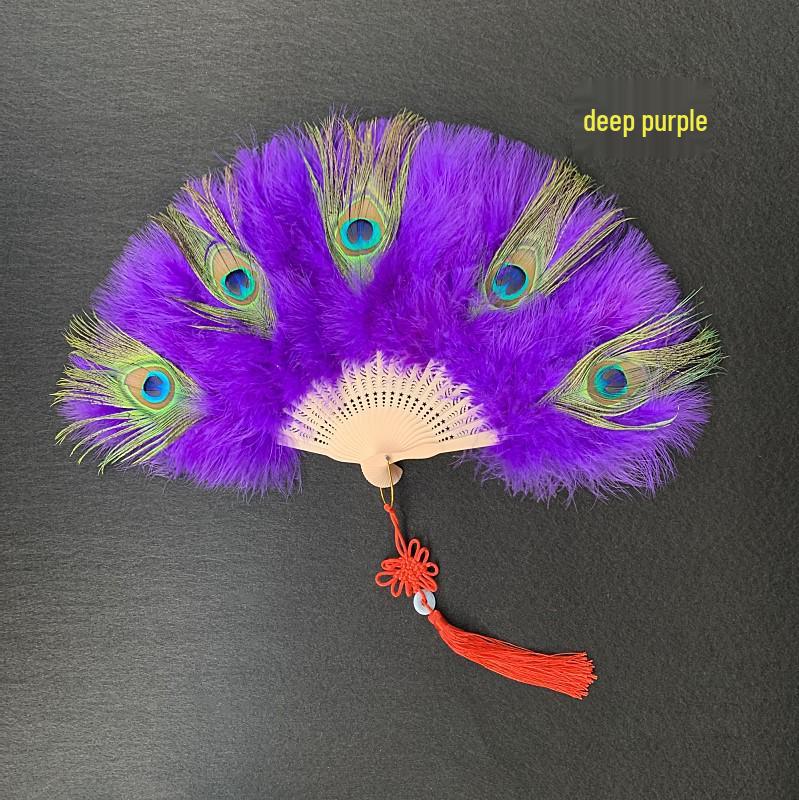 Peacock Feather Fan: Live Stream Cheongsam Fashion Show Accessory