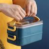 INS Double-layer 304 Stainless Steel Insulated Lunch Box, Divided Compartments for Office Workers and Students, Water-fillable