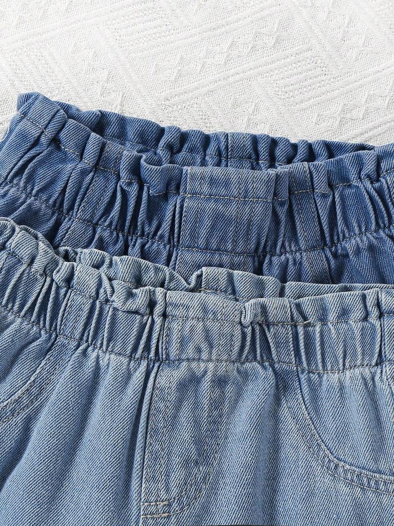 Girl jeans, fresh, casual, versatile, tulip waist children's jeans 2-piece set