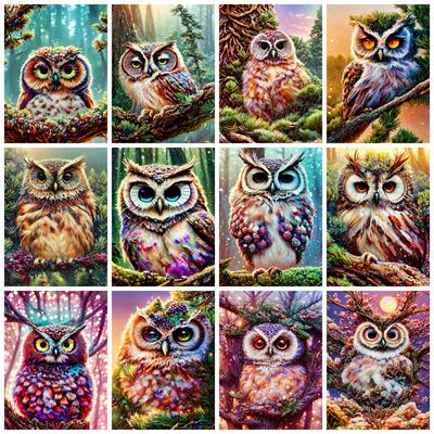 Full Square/round Diamond Art Painting Owl Cartoon 5d Diy Embroidery Mosaic Animal Crystal Wall Sticker Decor Home