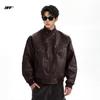 Cleanfit silhouette big pocket PU leather American locomotive jacket men's trendy brand ruffian handsome tough guy style jacket black