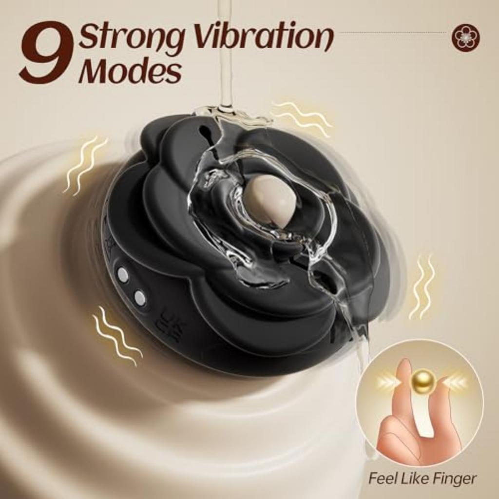 Rose Nipple Clamps BDSM Toy with 9 Vibration Modes, G-spot Clitoral Stimulation Female Adult Toy, Adjustable Nipple Vibrator  Sex Toys
