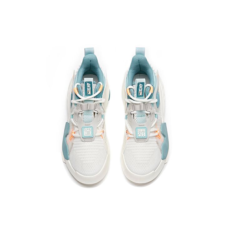 Anta Dominator Non-Slip Lightweight Mid-Top Sneakers Men Sneakers White Blue Green 112128084-4