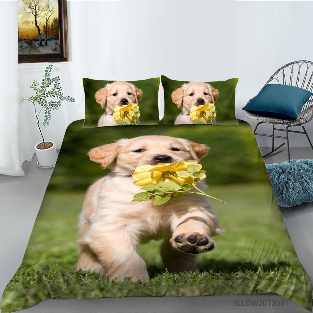 Animal Duvet Cover Sets with Pillowcase Pets Painting Microfiber Bedding Suit King Single Size Luxury Bedding Covers