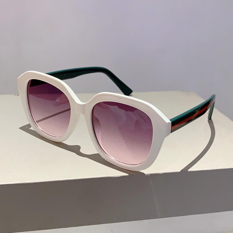 Fashion White Decoration Sunglasses Chic Square Design Women Sun Shades Oversize Sun Glasses for Travelling Driving