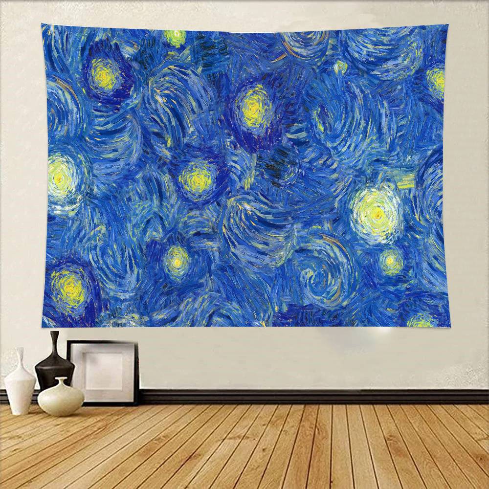 Van Goghs Art Tapestry Wall Hanging Printed Polyester Tapestry INS Decoration Wall Decor