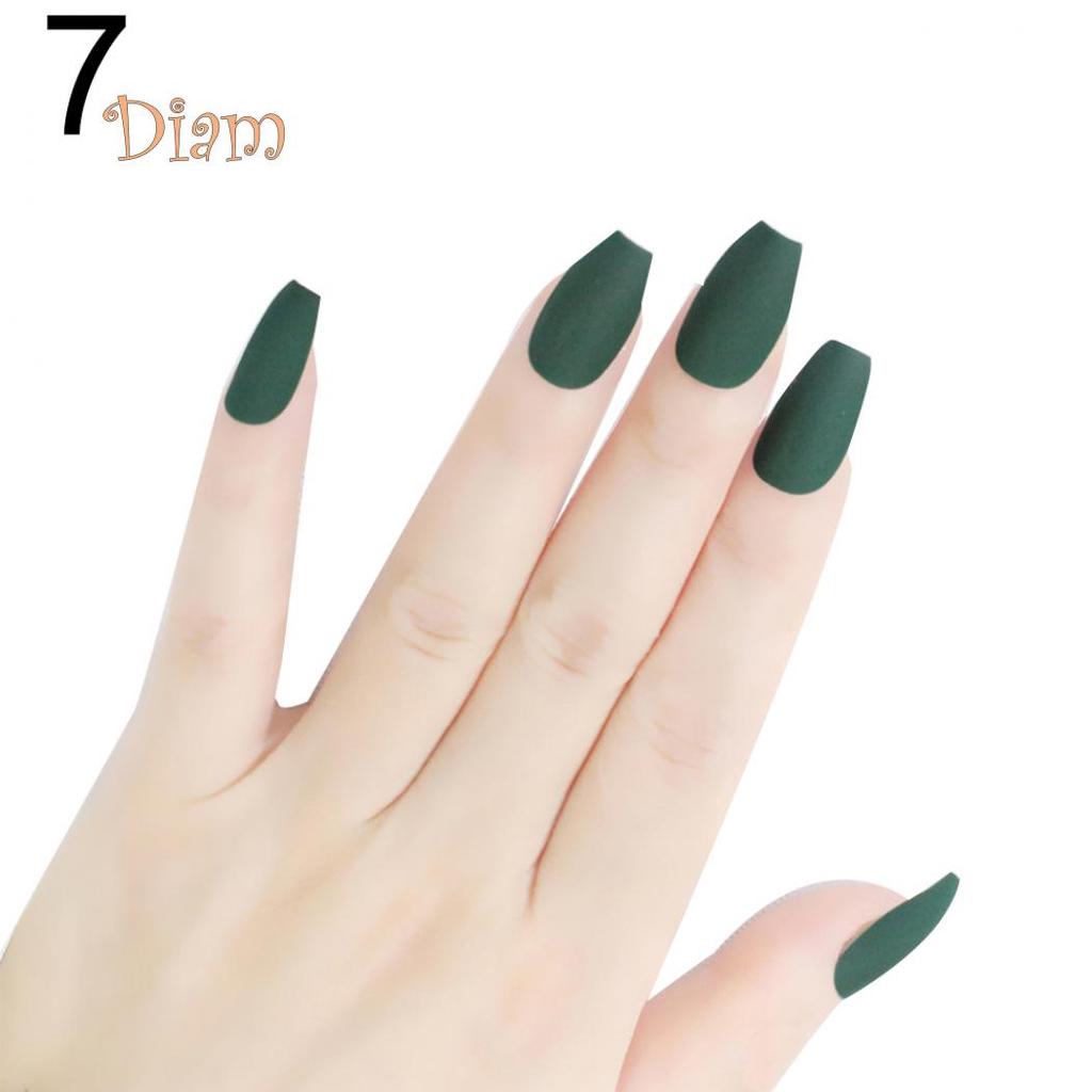 Fetong 24Pcs Coffin False Nails Tip Art Decoration Full Cover Matte Fingernail Stickers