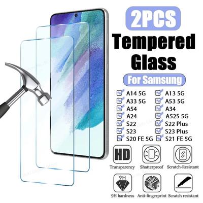 2PCS Tempered Glass For Samsung Galaxy A54 A14 A13 A33 A53 A52S A73 S21S20 FE 5G S22S23 Plus Screen Protector for Samsung A52A72